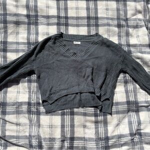 Full Tilt Gray Blue Cropped Knit Sweater